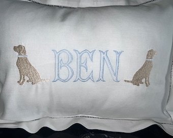 Personalisiertes Babykissen aus Baumwolle: Gesticktes Labrador, Hohlsaum Kinderzimmer Dekor