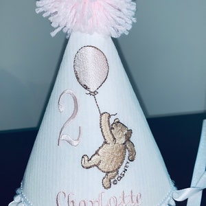 Personalized White Birthday Party Hat-Child&#39;s Birthday Hat-First Birthday Party Hat-Winnie The Pooh Party Hat-Second Pooh Birthday Party Hat