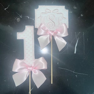 Gingham Cake Topper-First Birthday Cake Topper-One Cake Topper-Seersucker Cake Topper-Pink Gingham Cake Topper-White Swiss Dot Cake Topper