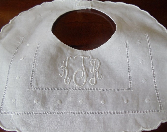 Gold Dot on White Linen Bib main image 0