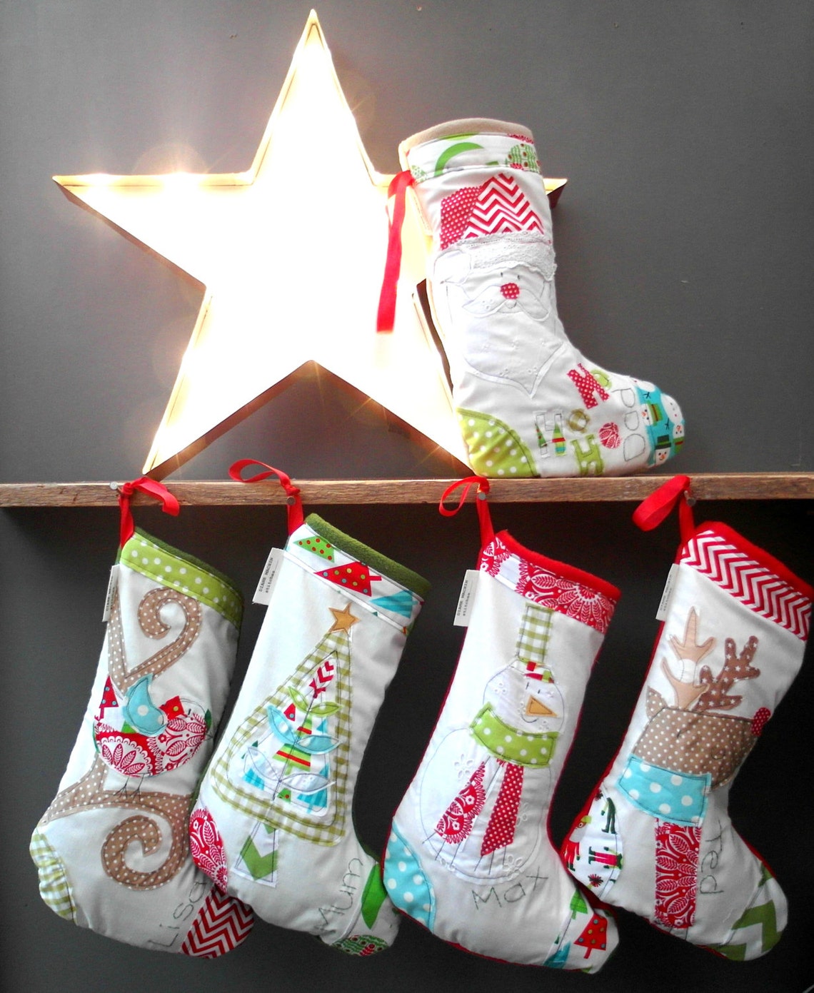Personalized Christmas Stocking. Whimsical handmade luxury  Etsy