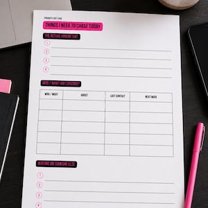 Cosas que necesito hacer hoy: Lista imprimible / Rastreador de tareas urgentes (PDF A4)