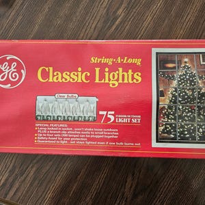 VTG. Rare! GE String Along 75 Clear Lights Indoor/Outdoor NOS Tested