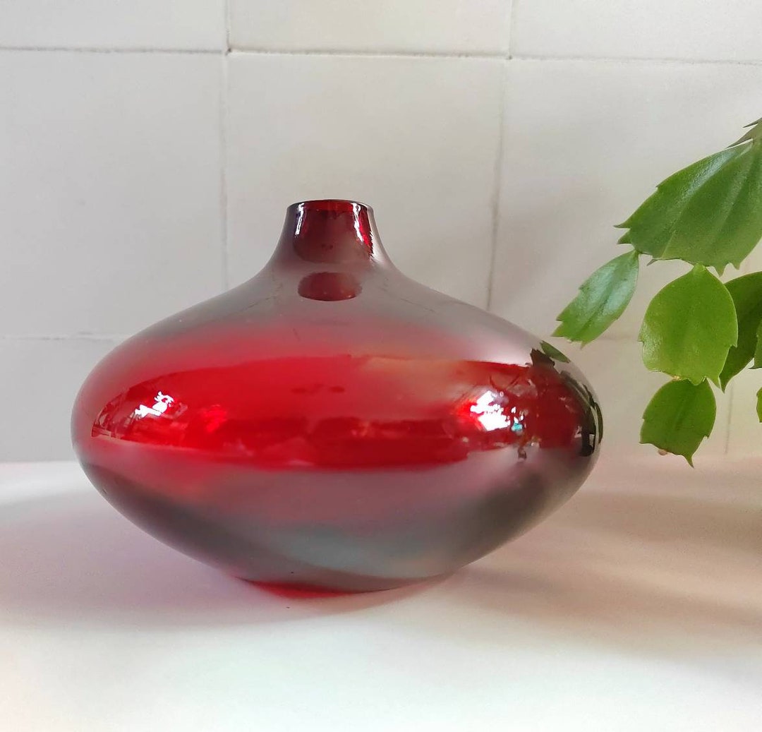 Vintage Red IKEA Salong Hand Blown Vase Etsy