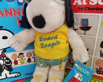 Vintage 1980's large sized Snoopy "Beach Beagle" Soft Toy/ Snoopy Plush