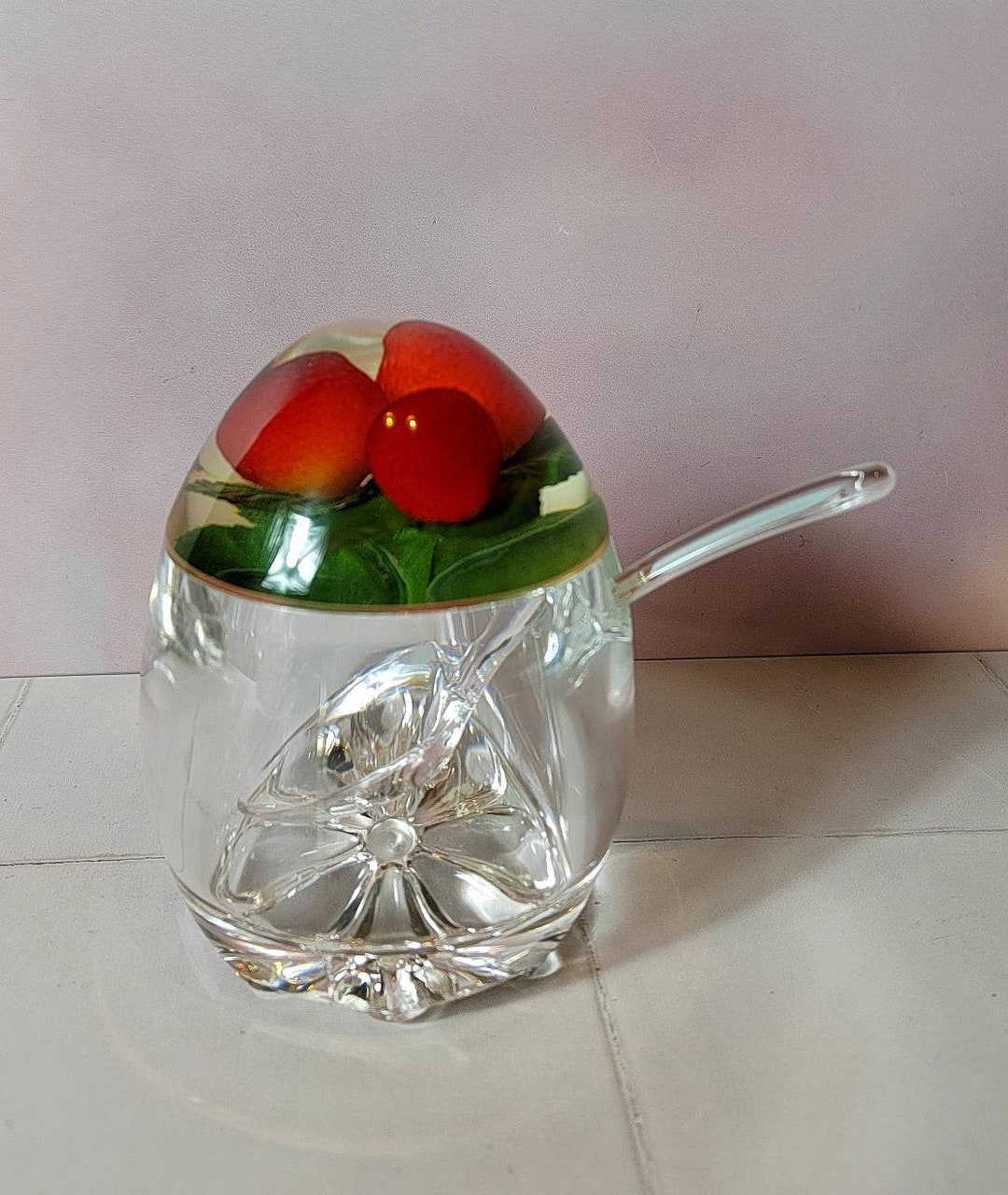 Vintage 1950's Lucite Strawberry Jam / Preserve Pot Etsy