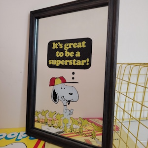 Vintage 1960's Snoopy "Great to be a Superstar"Picture Mirror
