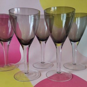 Set von 5 Vintage Rauchglas Große Weingläser