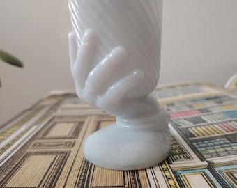 Antique Milk Glass French Beggars Hand Small Vase