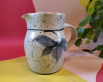 Sweet vintage Studio Pottery Stoneware speckled floral jug