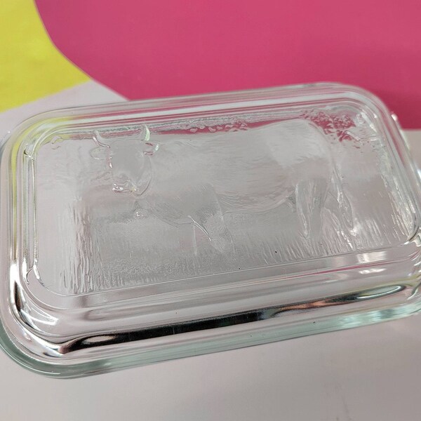 Vintage Glass Cow Butter Dish