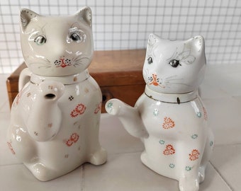 Pair of Kitsch Lucky Cat Teapots