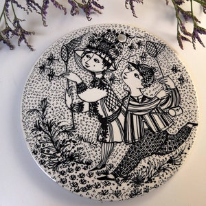 Bjorn Wiinblad wall plaque/ August plate designed for Nymolle Denmark.