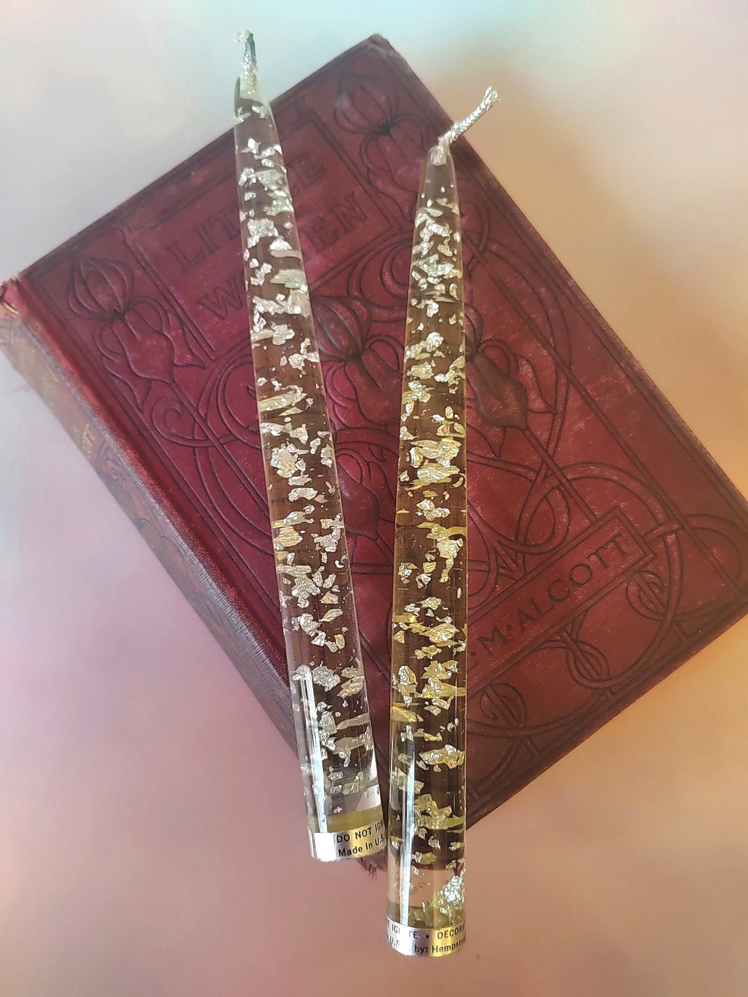 Vintage Pair of Lucite Decorative Candles With Silver Flecks Etsy