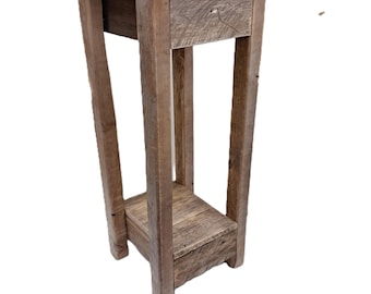 Rustic End Table | Reclaimed Wood Side Table | Farmhouse Style Accent Table | 10.5 Inch Wide x 10.5 Inch Deep x 28 Inch High | Made in USA