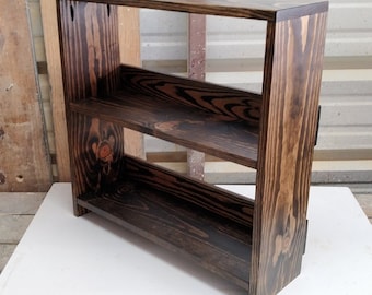 Small Pine Wood Bookcase Kit | Wooden Bookshelf Kit | 24" Wide x 24" Tall x 8" Deep | Dark Walnut Stain | Handcrafted in the USA