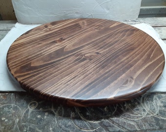 18 Inch Stained Pine Wood Lazy Susan Turntable