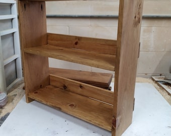 Small Pine Wood Bookcase Kit | Wooden Bookshelf Kit | Wood Shelf Unit Kit | Golden Oak Stain | Handcrafted in the USA