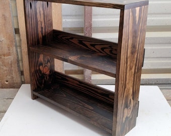 Small Pine Wood Bookcase Kit | Wooden Bookshelf Kit | 36" Wide x 24" Tall x 8" Deep | Dark Walnut Stain | Handcrafted in the USA