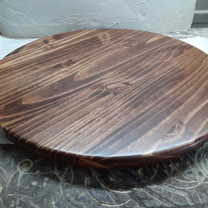 24 Inch Stained Pine Spruce Wood Lazy Susan Turntable