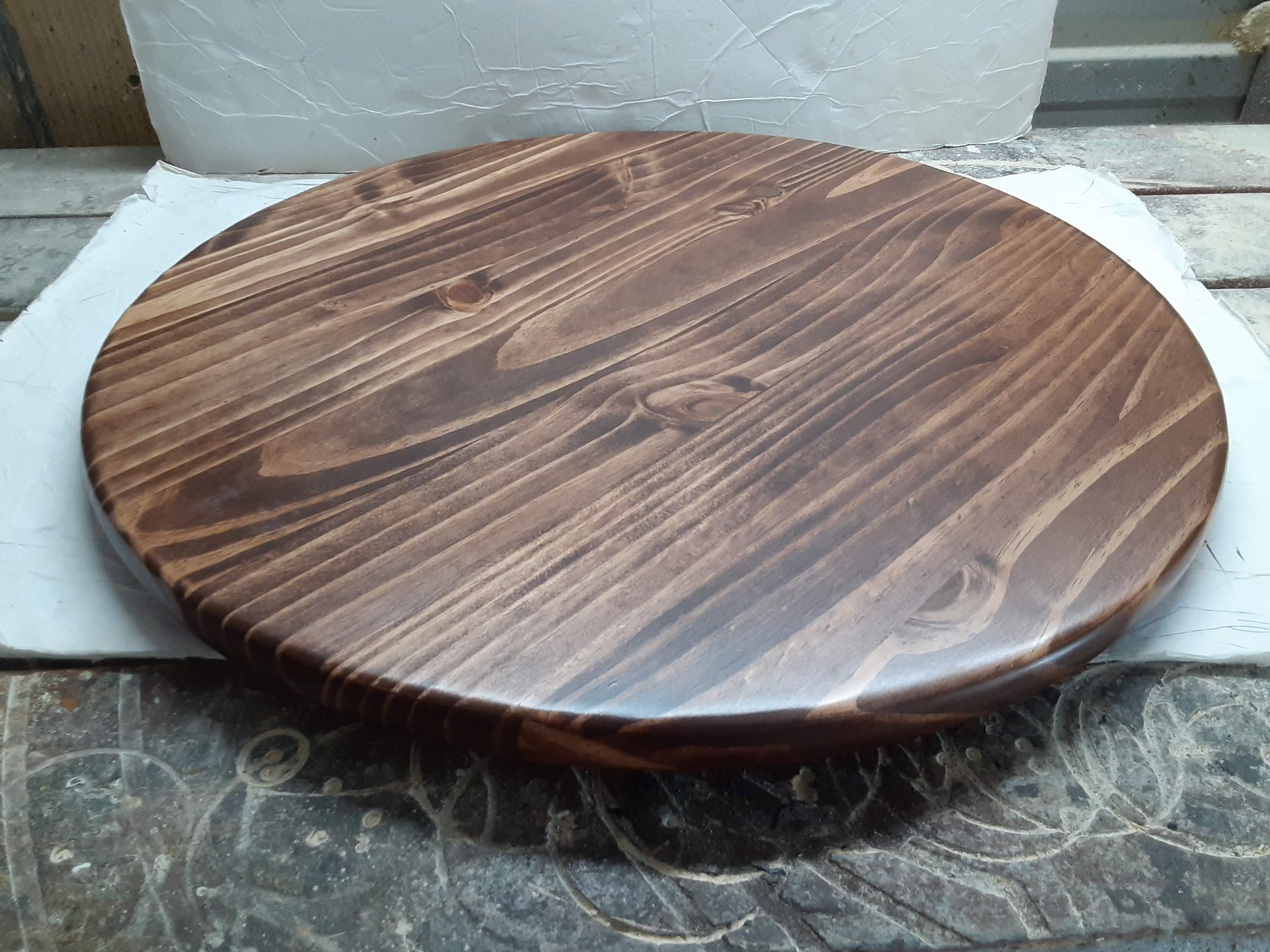 新品Driini Premium Handmade Root Wood Lazy Susan Turntable Large Rustic  Wooden Serving Platter Cheese Board (16")