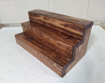 16 Inch Pine Wood Three Tier Spice Rack | New Color Options! | English Chestnut Stain | Handcrafted in the USA