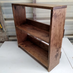 Small Pine Wood Bookcase | Wood Bookshelf | Wood Shelf Unit | Early American Stain