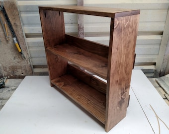 Small Pine Wood Bookcase | Wood Bookshelf | Wood Shelf Unit | Early American Stain