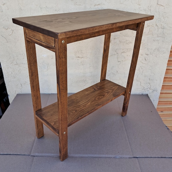 Small Wood End Table | Narrow Accent Table | 24 Inch Long x 11-1/4 Inch Wide x 25 Inch Tall | Early American Finish | Handcrafted in the USA
