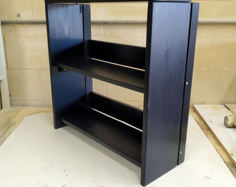 Solid Wood Folding Bookcase in Distressed Black Ash | Wooden Bookshelf that Folds Flat in Seconds | Handcrafted in the USA