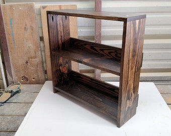 Small Pine Wood Bookcase | Wood Bookshelf | Wood Shelf Unit | Dark Walnut Stain | Handcrafted in the USA