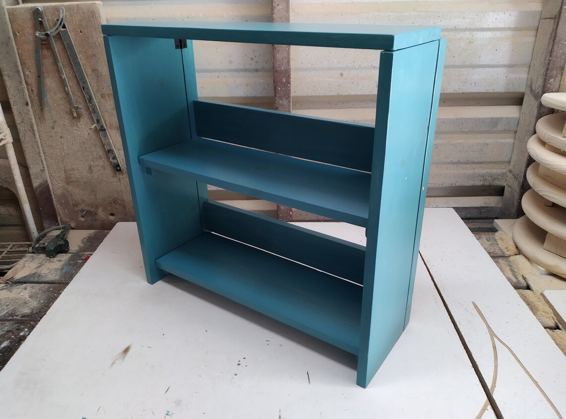 Solid Wood Folding Bookcase Wooden Bookshelf That Folds Etsy
