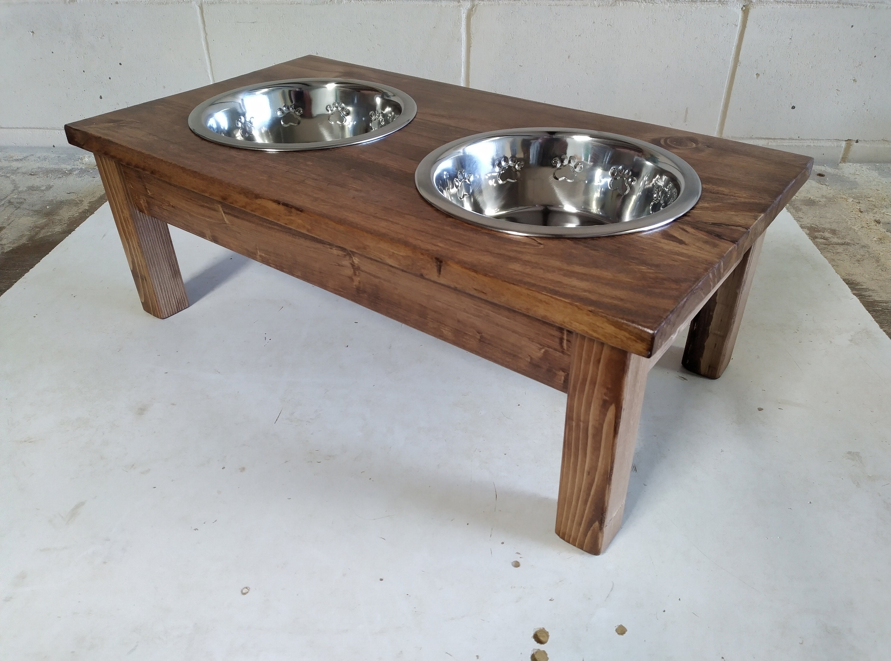 Large Wood Dog Bowl Stand Early American
