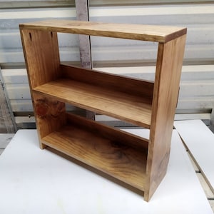 Small Pine Wood Bookcase | Bookshelf Ships Fully Built | 24" Wide x 24" Tall x 8" Deep | Golden Oak Stain | Handcrafted in the USA