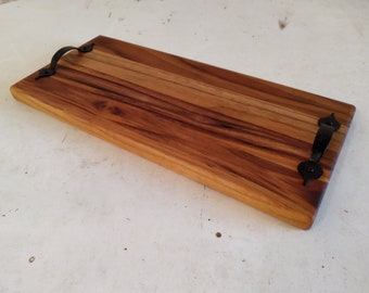 Teak Wood Charcuterie Board with Handles | Solid Wood Cheese Board Butter Board | Decorative Cutting Board