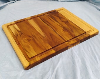 Teak Wood Cutting Board with Juice Groove, 16 x 12 Inch | Teak Charcuterie Board | Handcrafted in the USA