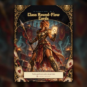 5e Class Reference Cards: Class Round-Flow, Printable Turn Guide for 12 Classes, 2024 Rules