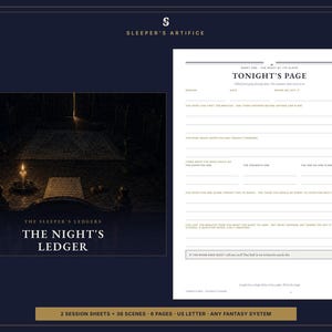 RPG Session Prep Sheets: The Night's Ledger, Printable Game Master Planner with 36 Scenes