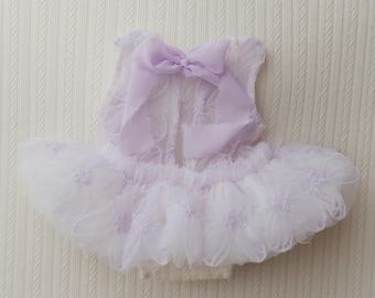 Lila ballerina-outfit voor pasgeborenen – Zachte fotorekwisiet voor babymeisjes