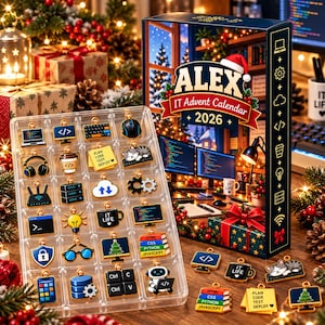 Personalized IT Advent Calendar, 24 Day Tech Countdown, Christmas Gift