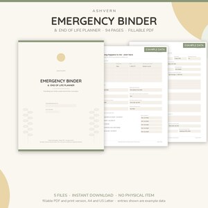 Emergency Binder Printable Fillable PDF | End of Life Planner, Wildflower Binder, Just In Case Organizer, Important Documents Binder