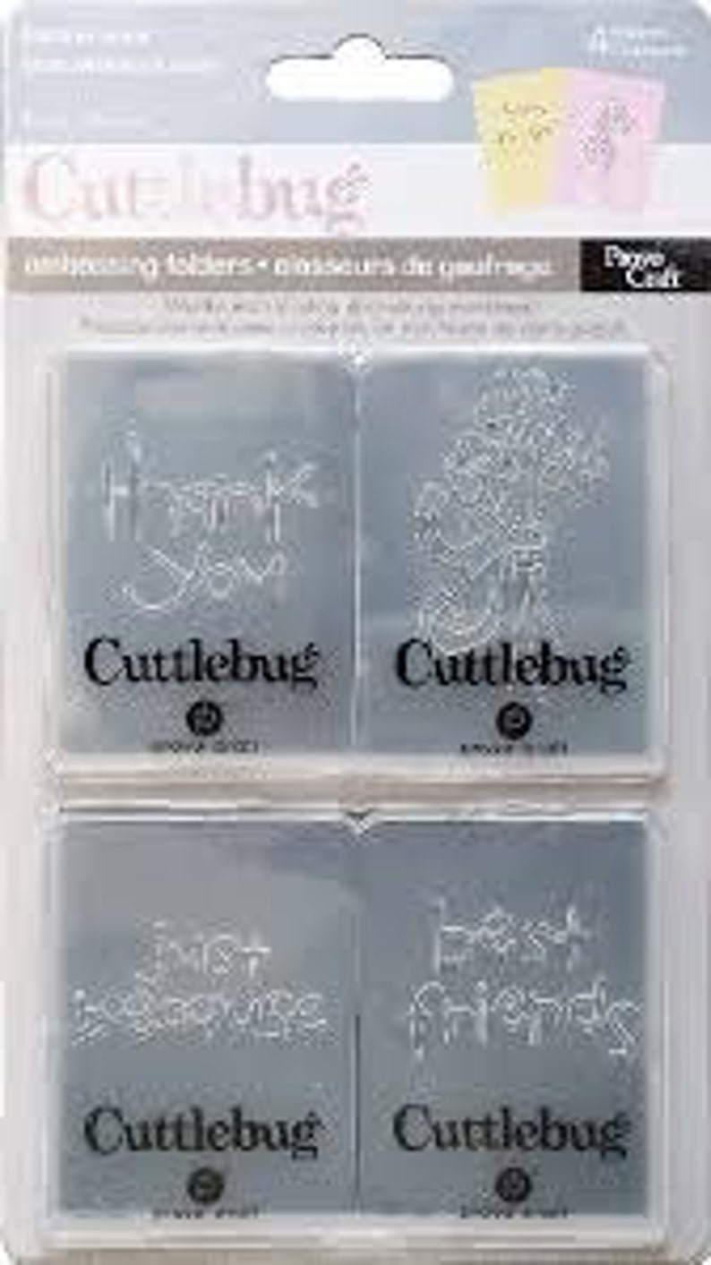 Retired Great for Diamond Press !! BEST FRIENDS by CUTTLEBUG EMBOssING FOLdER Set of 4 2x 2.75 folders