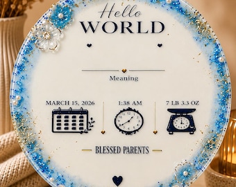 Placa personalizada de resina para el nacimiento del bebé, recuerdo personalizado, decoración para la habitación infantil.