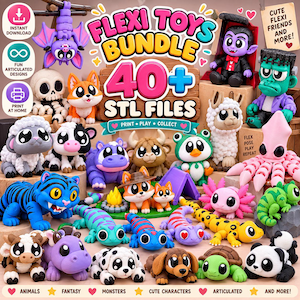 Mini-Flexifiguren-Bundle (STL/3MF) | Bewegliche Mini-Tiere & Schlüsselanhänger | 3D-Modelle zum direkten Drucken