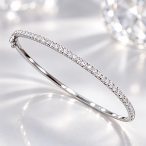 925 Sterling Silver Gold Bangle Women Diamond Style Bracelet Elegant Wedding Jewelry Gift