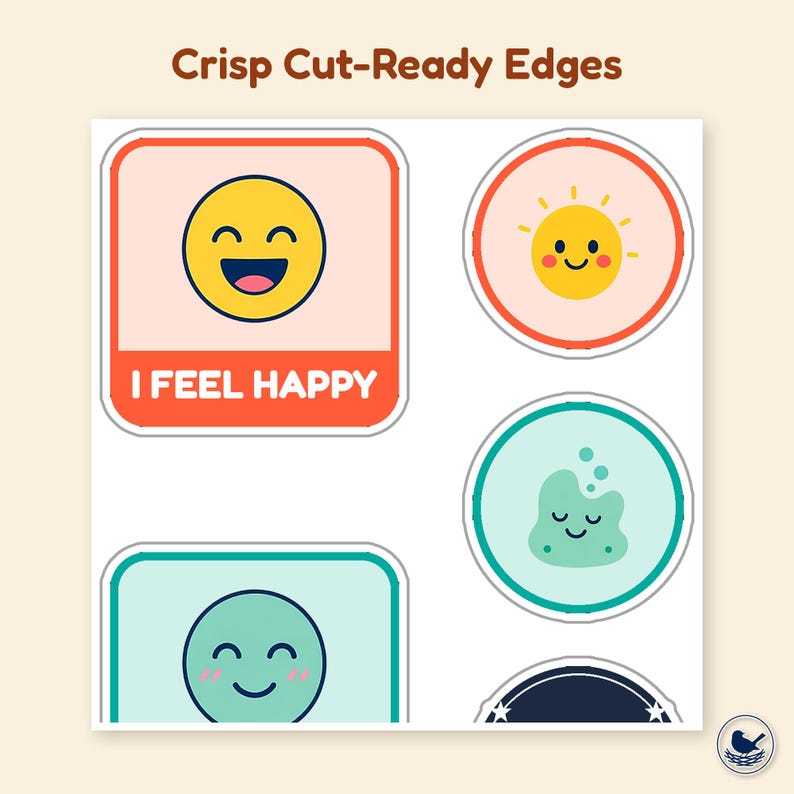 Sticker Feeling Positive Emoji Feelings Printable Stickers, Kids Reward Stickers Sheet, Digital ...