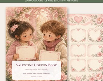 Libro de cupones de San Valentín para niños (imprimible), cupones de amor, libro de cupones para completar, cupones para cuentos antes de dormir y picnics, PDF de San Valentín para la familia