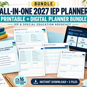 IEP-plannerpakket 2027, belangenbehartiging voor speciaal onderwijs, printbaar + digitaal (PDF + HTML)