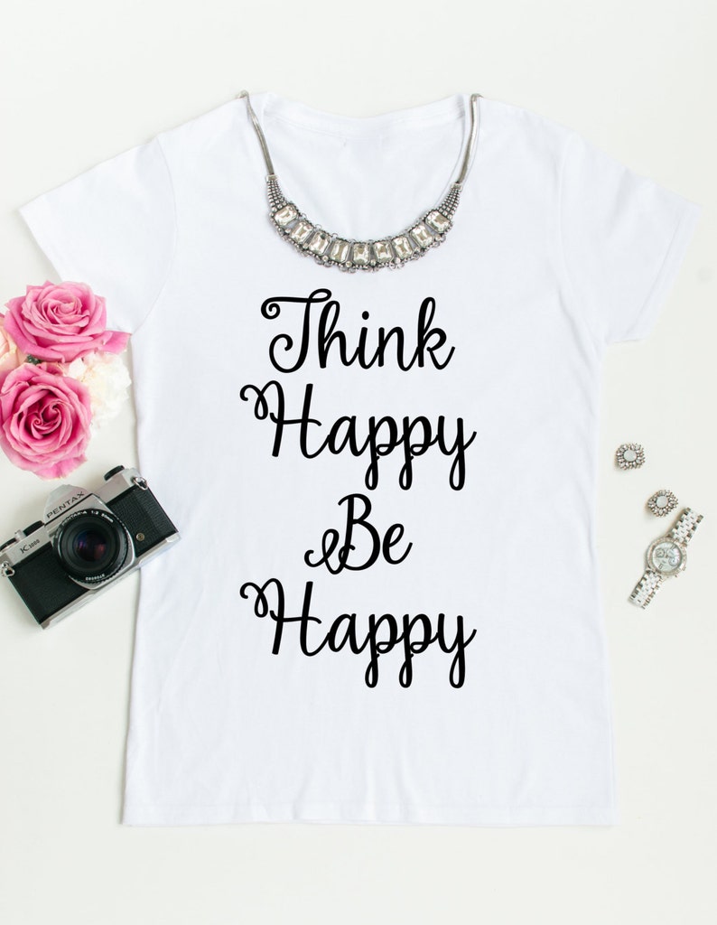 Think Happy Be Happy Short Sleeve Shirt | Etsy