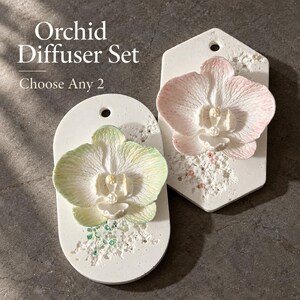 Juego de 2 ambientadores para armario, piedras aromáticas colgantes con forma de orquídea, difusor de aceites esenciales